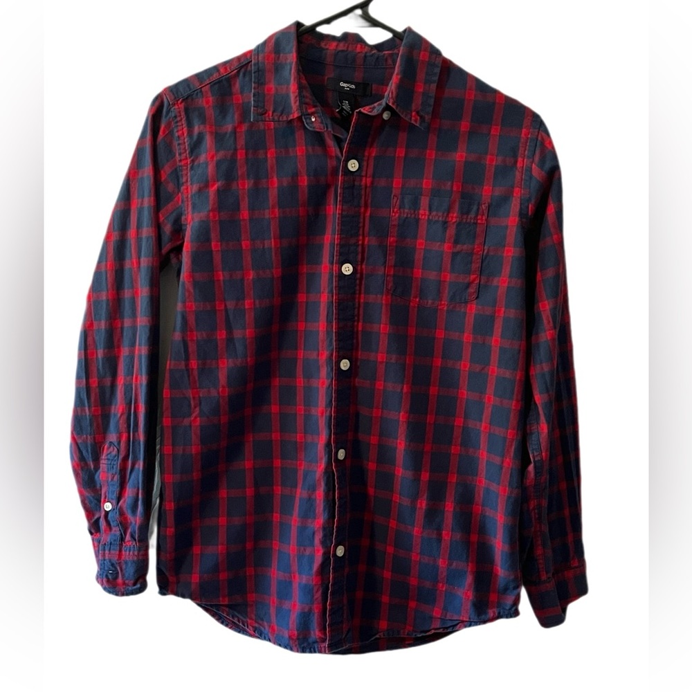GAP Red and Blue Casual Button Down Shirt